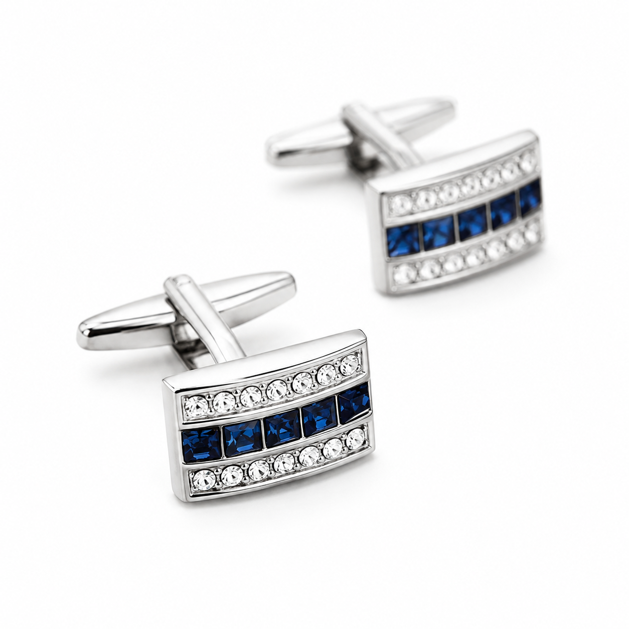 Monte Carlo Blue Accent Rectangular Cufflinks