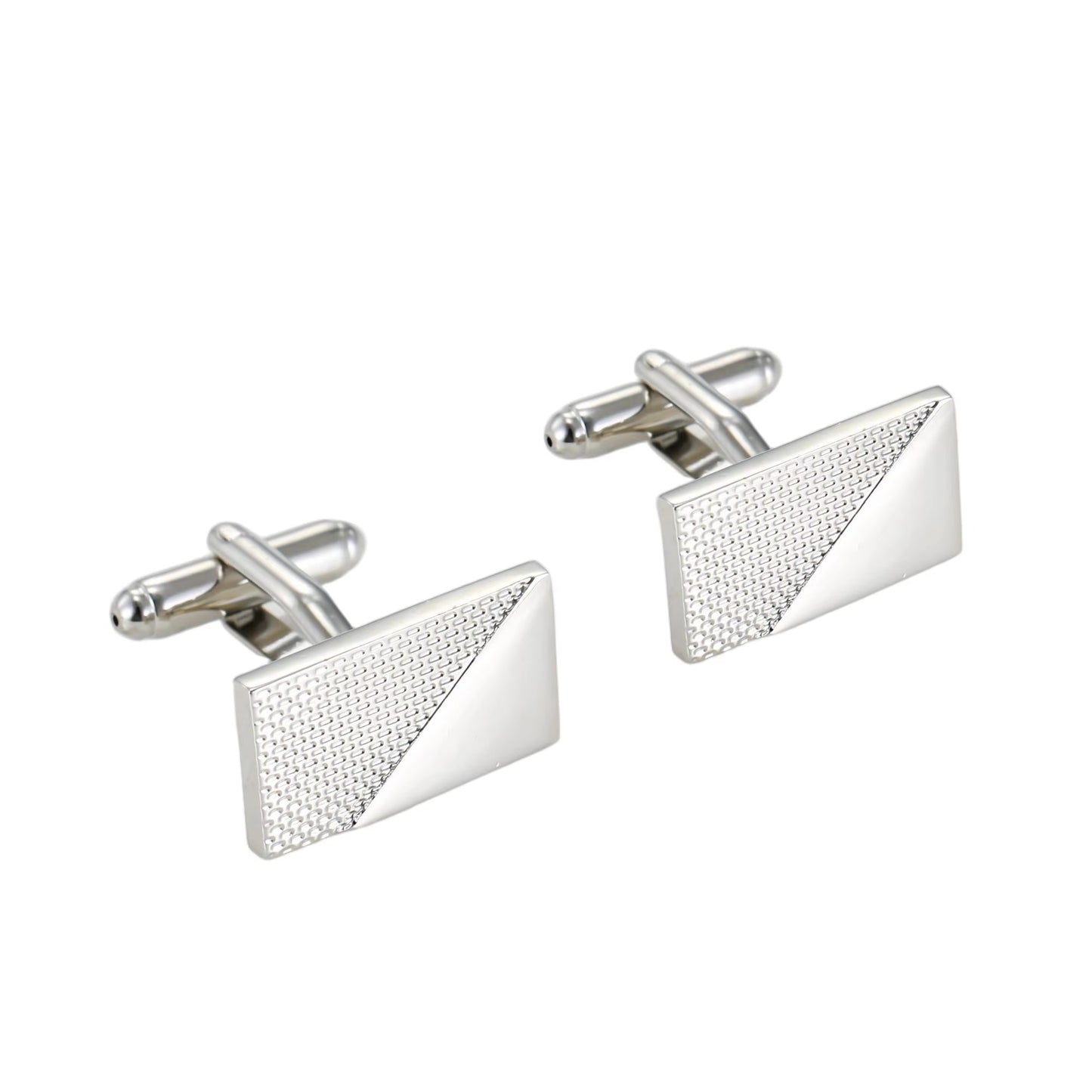 Santorini Textured Silver Rectangle Cufflinks