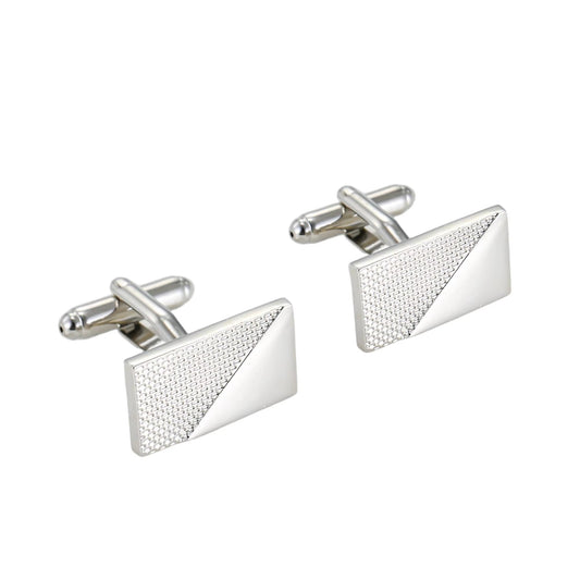 Santorini Textured Silver Rectangle Cufflinks