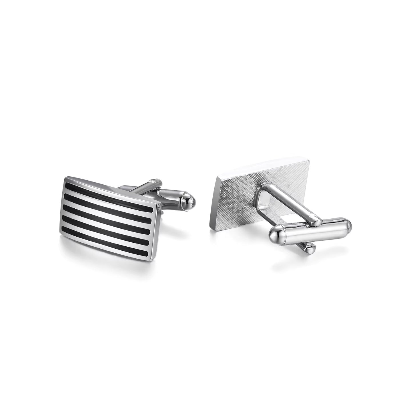 Cannes Black Stripe Rectangle Cufflinks