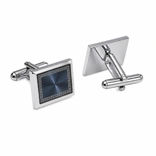 Granada Blue Border Rectangle Cufflinks