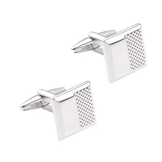 Taormina Half-Textured Silver Square Cufflinks