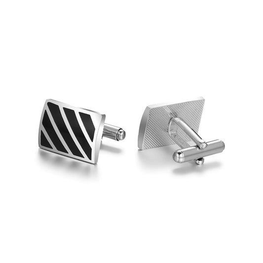 Bellagio Black Geometric Rectangle Cufflinks